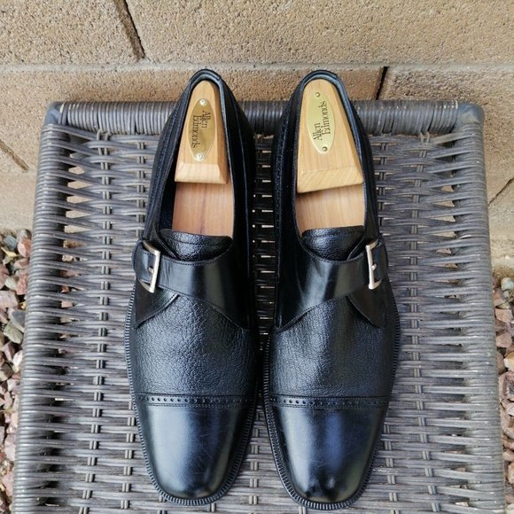 Lopez Taibo Men's Shoes Black Monk Strap Loafers Hand Made US‎ 9.5 - Picture 2 of 12